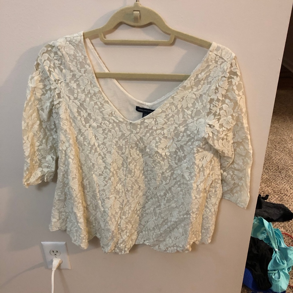 Lace half-sleeve shirt